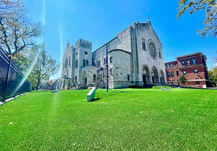 Artificial grass church lawn installed by SYNLawn