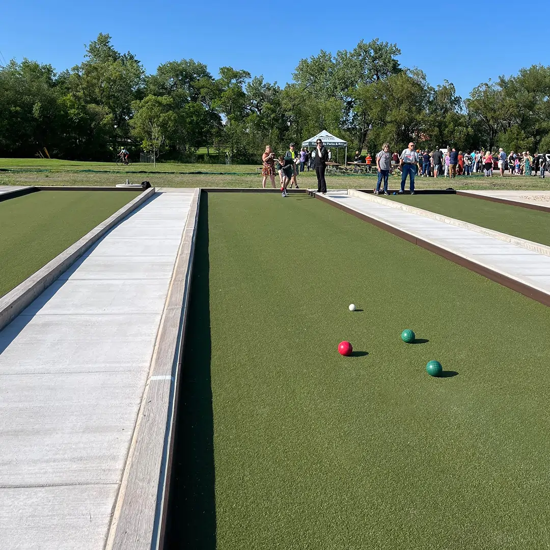 artificial grass lawn bocce ball court