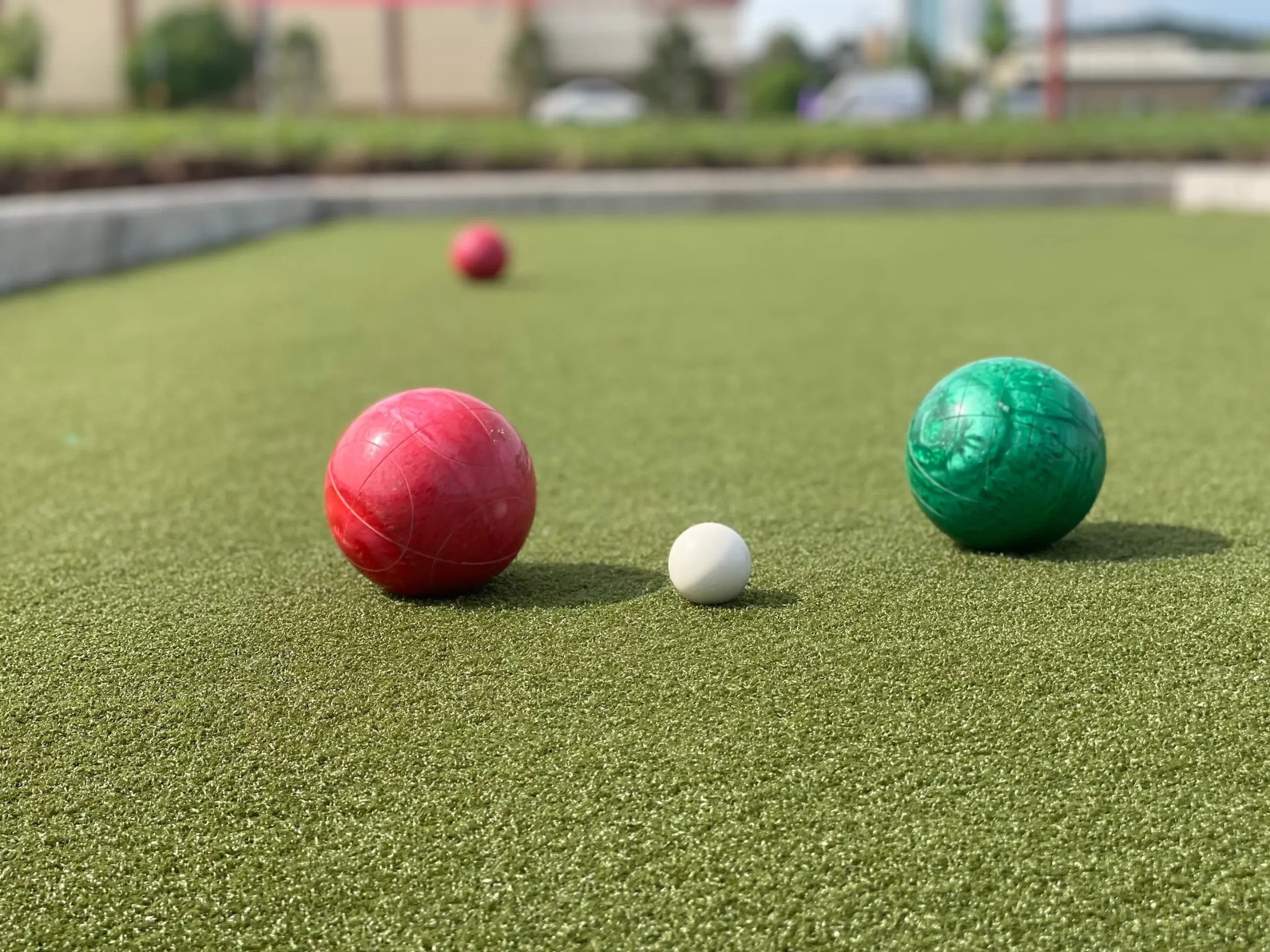 artificial grass lawn bocce ball court