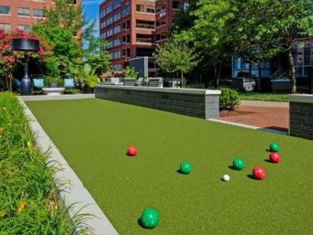 artificial grass lawn bocce ball court